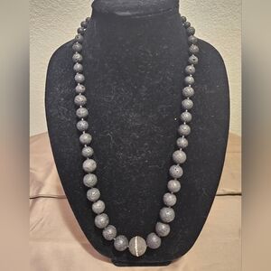 Grey beaded rhinestone necklace